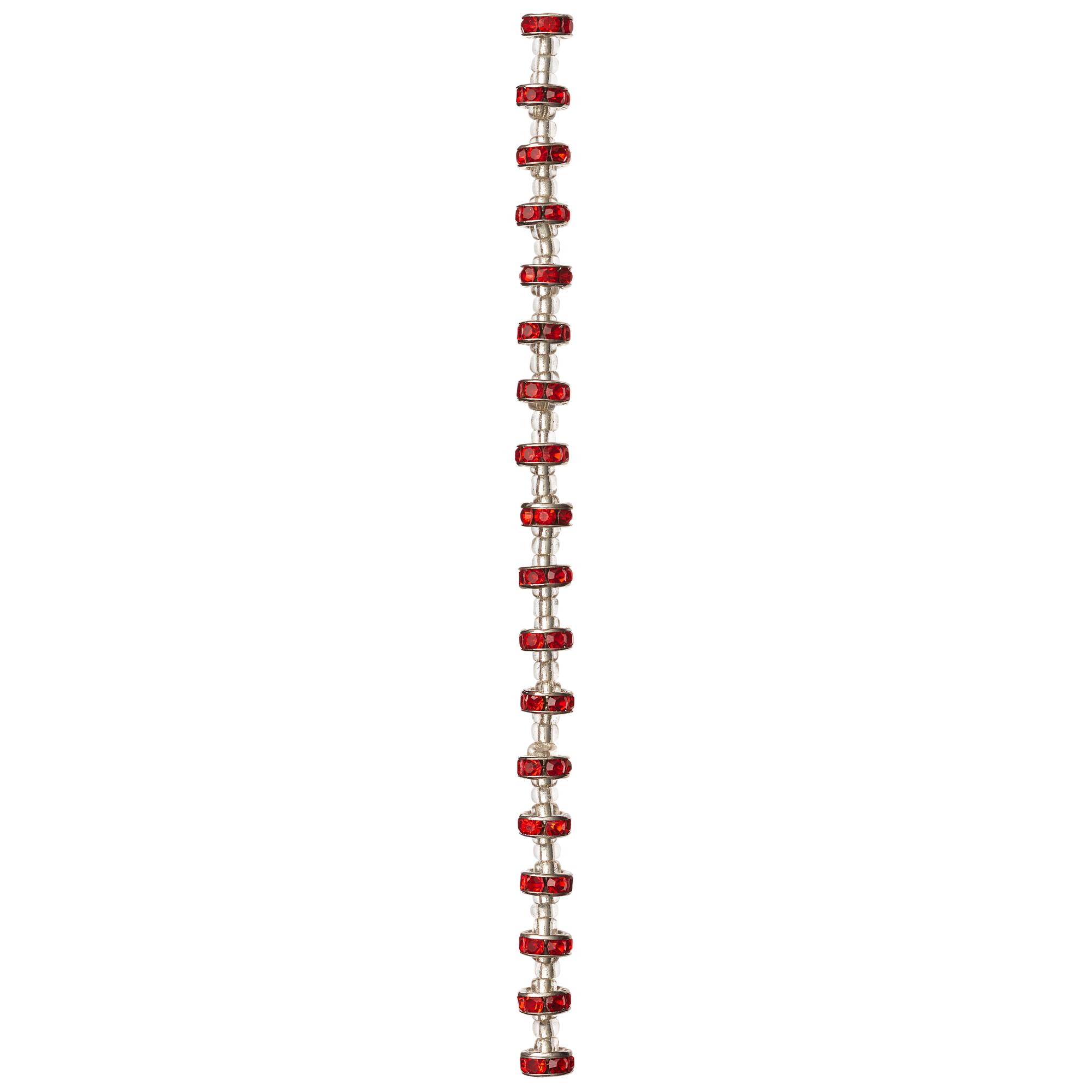 Red Rhinestone Studded Rondelle Beads, 8mm by Bead Landing™